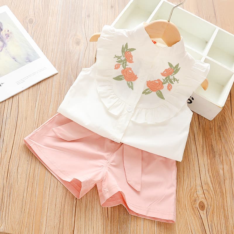 Conjunto de niña sin mangas con shorts estilo coreano