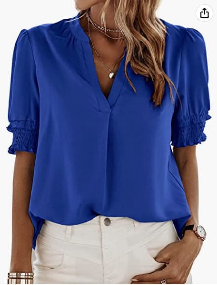 Blusa de chifón con escote en V, casual y fresca
