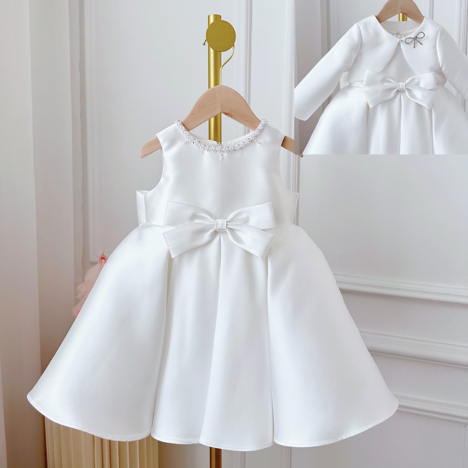 Conjunto dos piezas coreano blanco tipo princesa para bebé