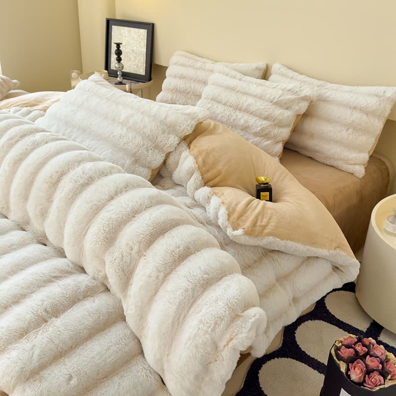 Juego de cama cuatro piezas microfibra suave para invierno