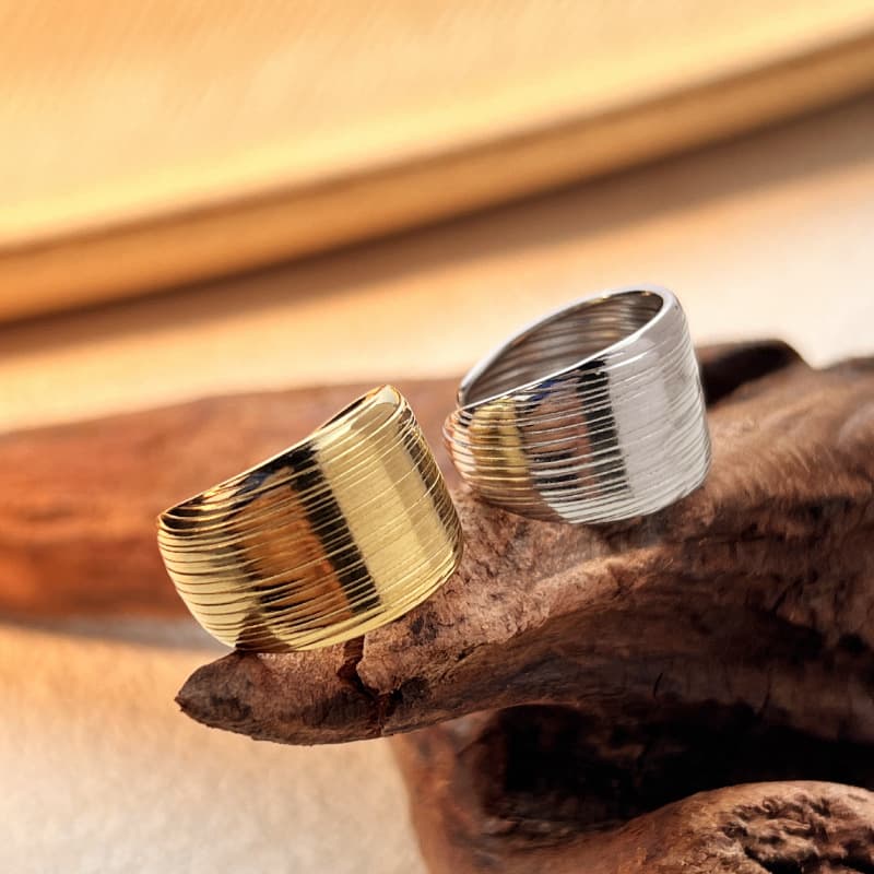 Anillo ajustable de titanio pulido para mujer