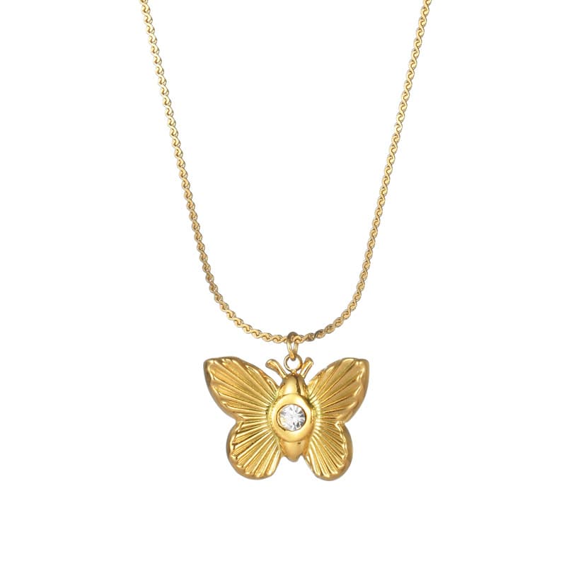 Collar con colgante de mariposa color oro