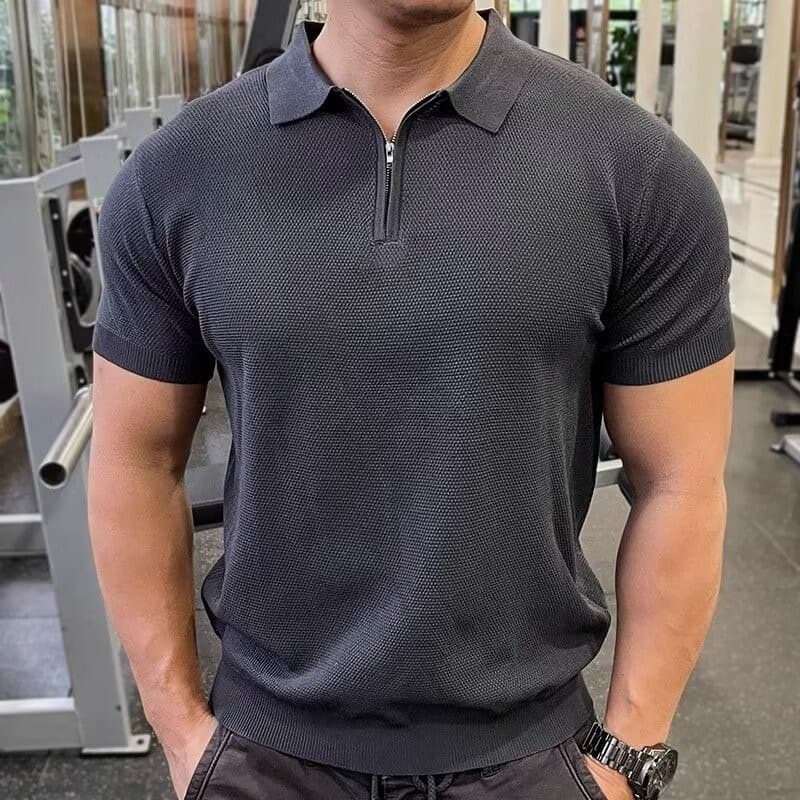 Polo deportivo de hombre con cierre, corte casual