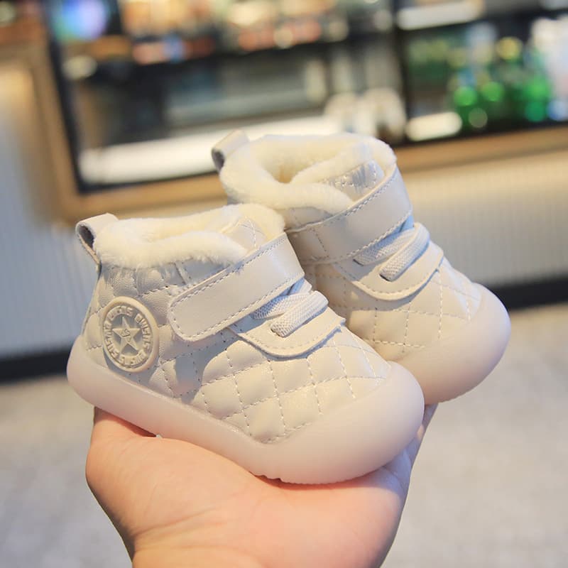 Zapatos cálidos para niños con forro polar, suela blanda y antideslizante