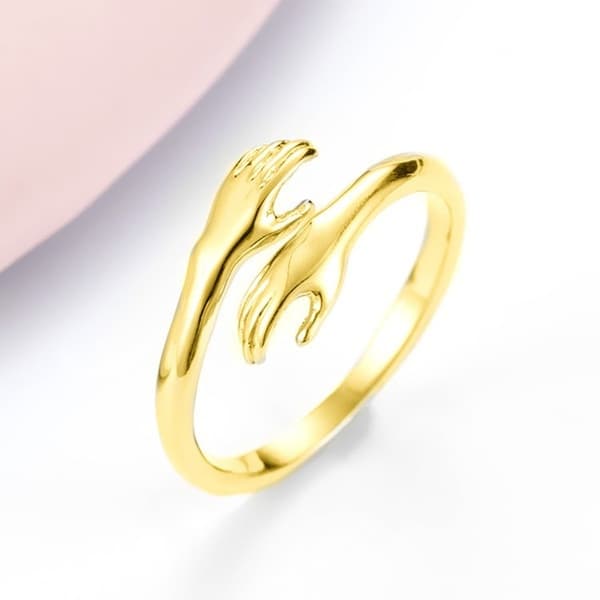 Anillo ajustable abrazo manos joyería aleación simple