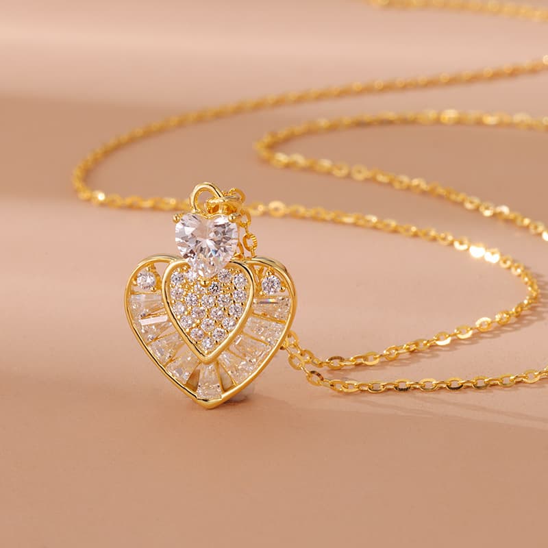 Collar de plata 925 con forma de corazón, lujo accesible