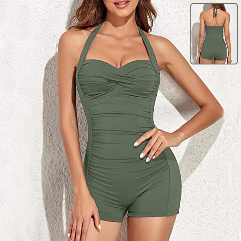 Traje de baño de una pieza estilo boxer para mujer