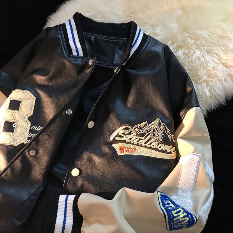 Chaqueta de béisbol holgada con bloques de color