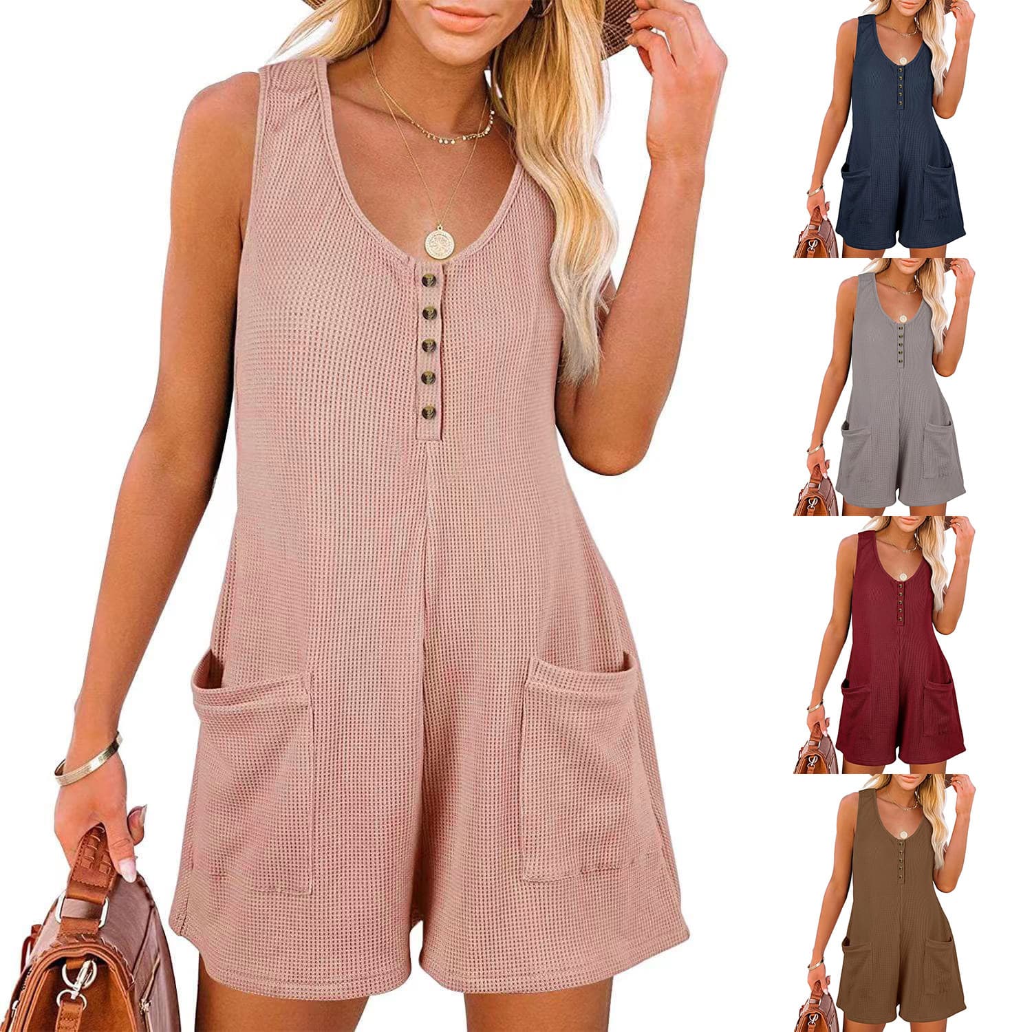 Jumpsuit casual textura waffle con bolsillos