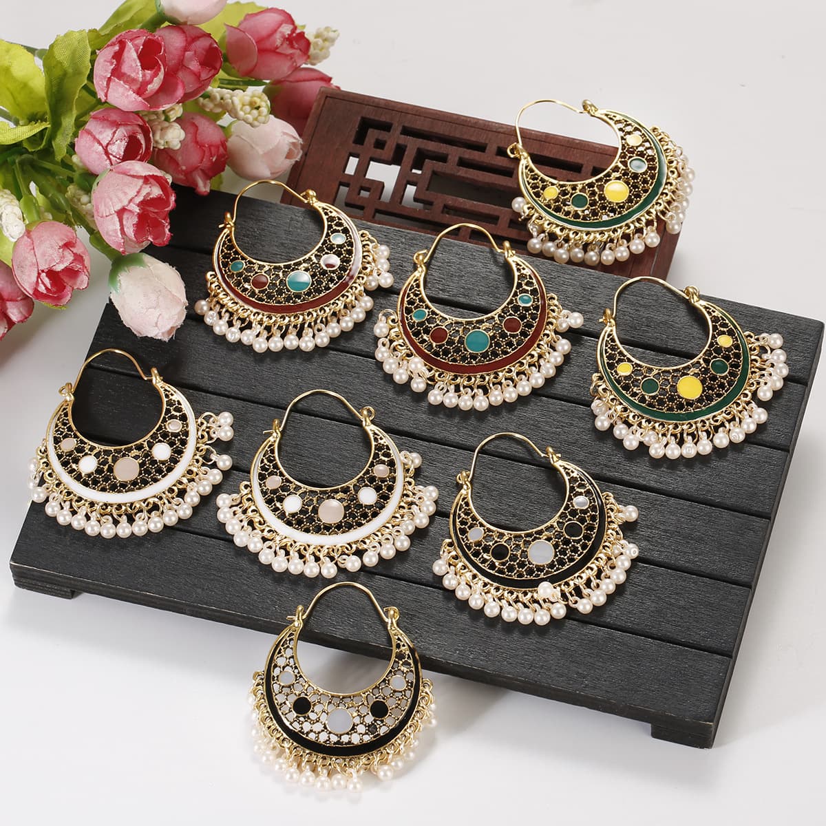 Aretes étnicos bohemios con estilo indio, diseño nacional
