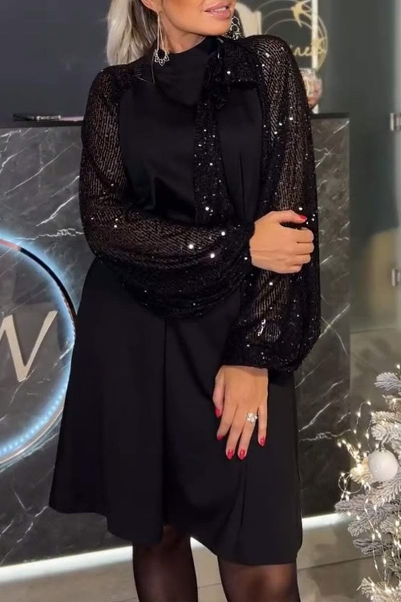 Vestido casual con lentejuelas y manga larga de verano