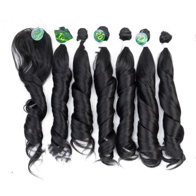 Peluca de fibra química con cabello largo rizado
