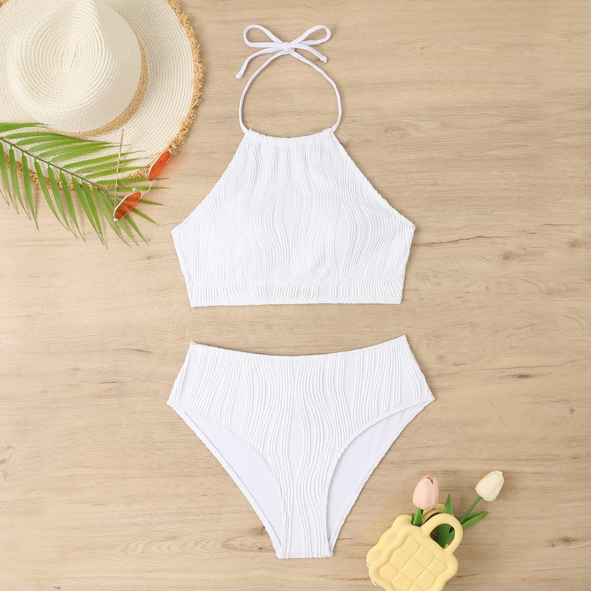 Traje de baño conservador de cintura alta