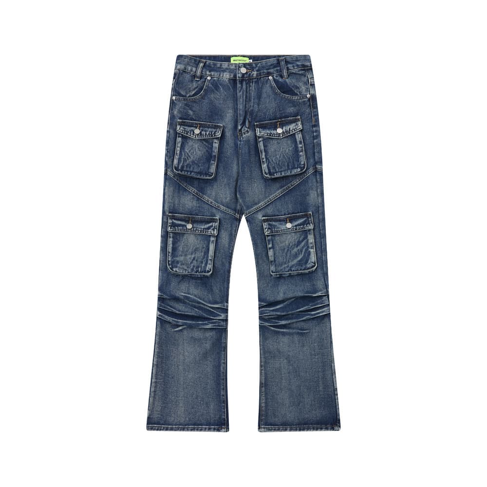 Pantalones casuales de mezclilla con múltiples bolsillos