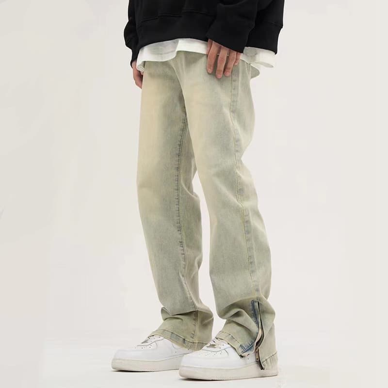 Pantalones casuales rectos con cremallera para hombre