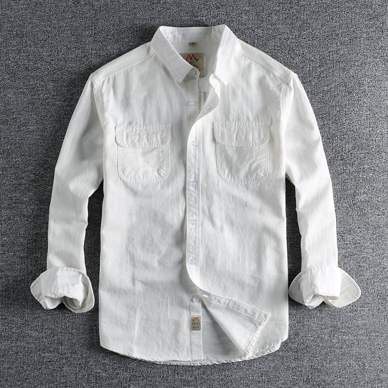 Camisa manga larga retro británica color sólido