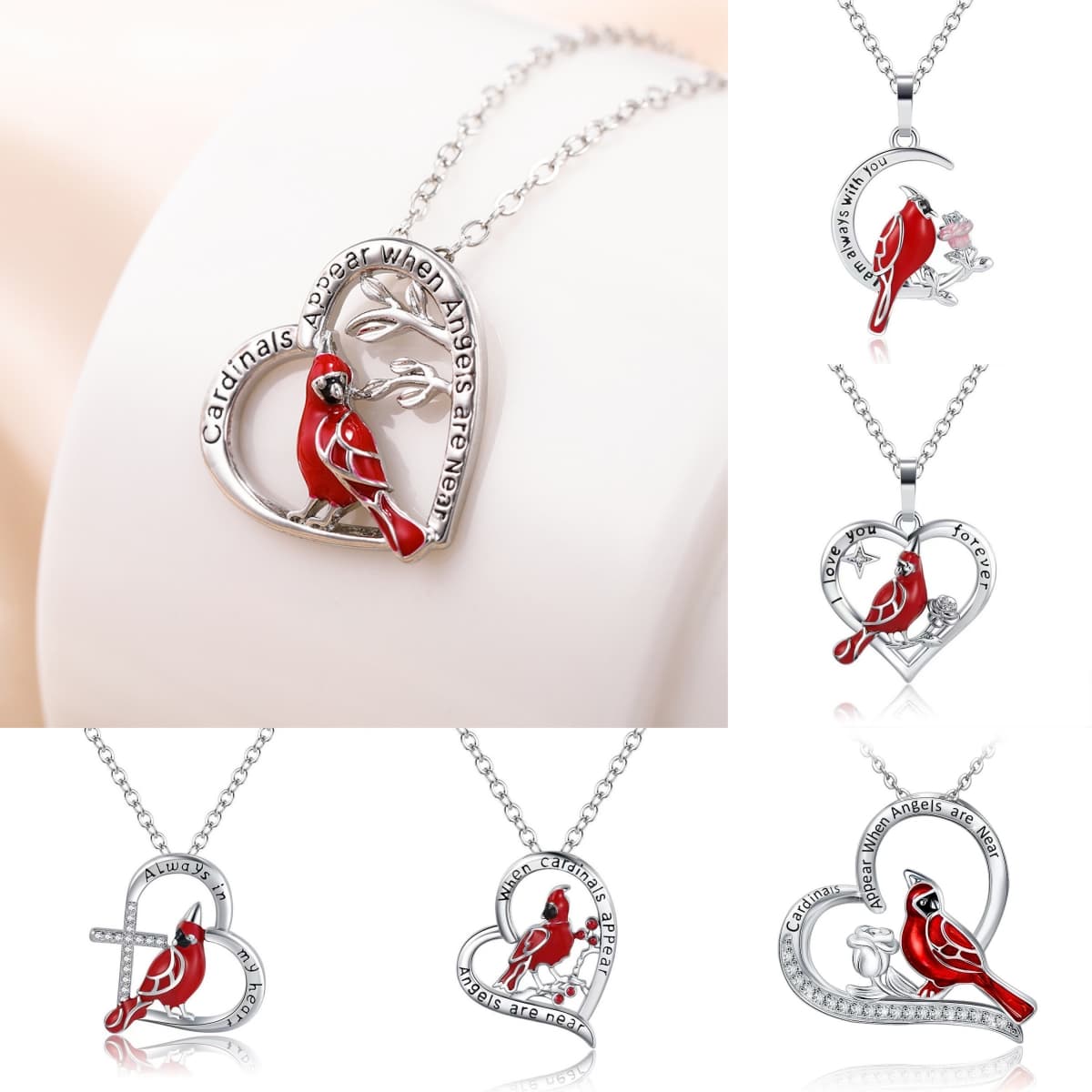 Collar colgante cardenal en forma de corazón