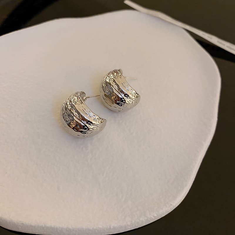 Aretes de círculo diseño nicho minimalista plateado