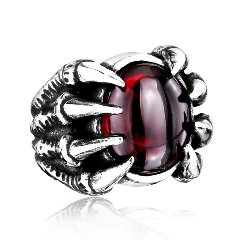 Anillo vintage de acero inoxidable con circón para hombre