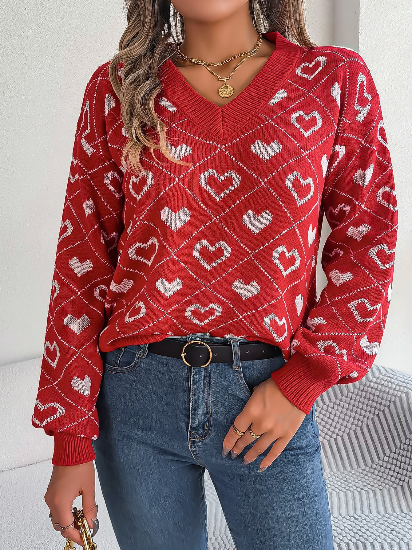 Jersey con corazones y bloques de color