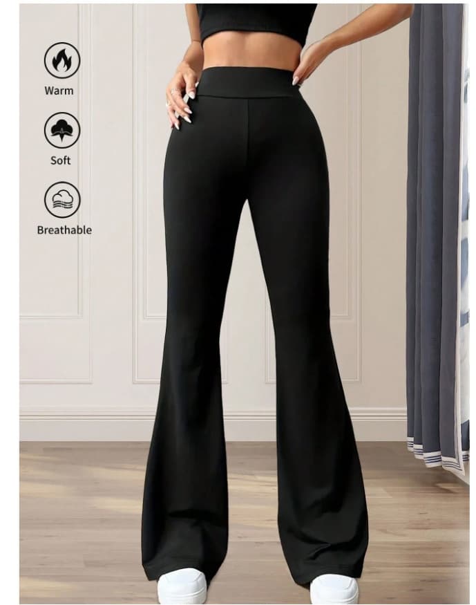 Pantalones yoga de cintura alta color sólido