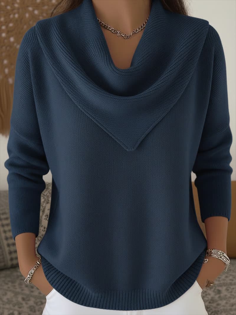 Suéter pullover de punto para mujer, manga larga sólido