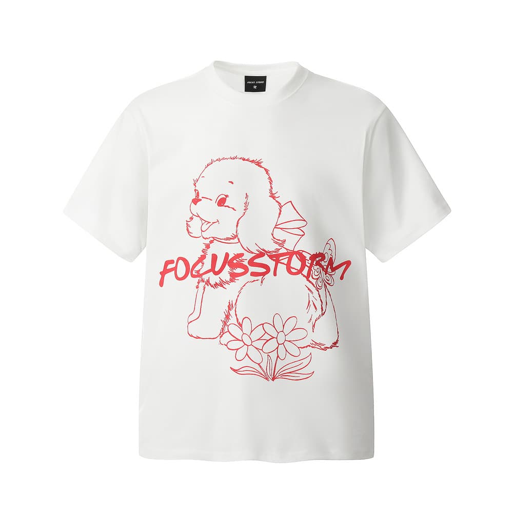 Playera algodón con estampado de cachorro hombre