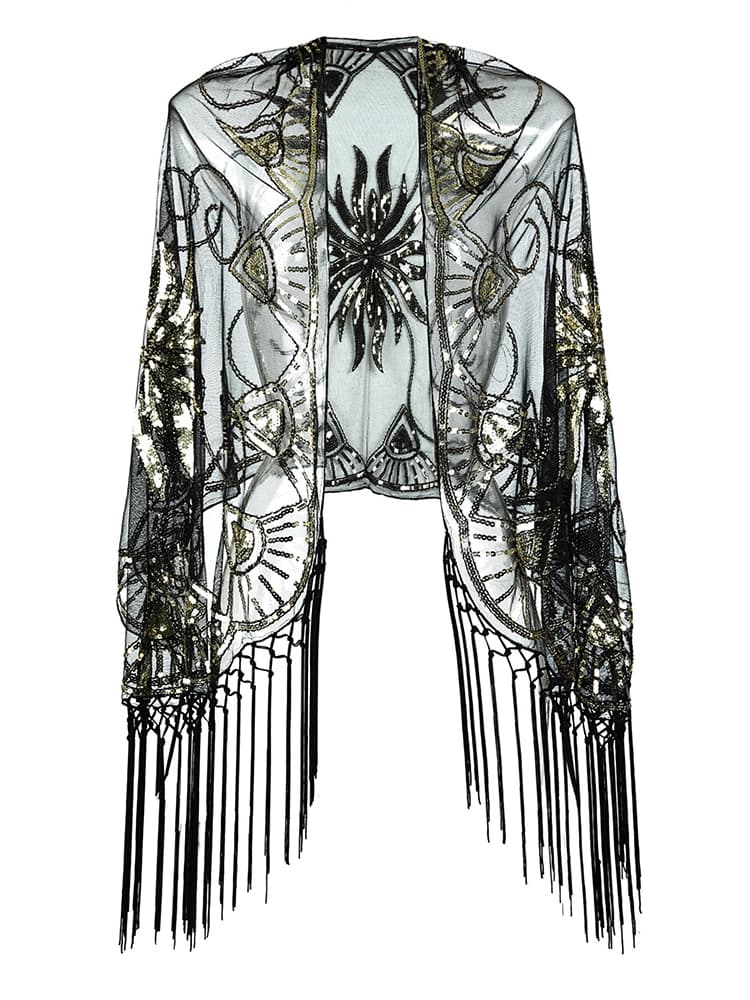 Vestido corto de malla estilo Gatsby para fiesta