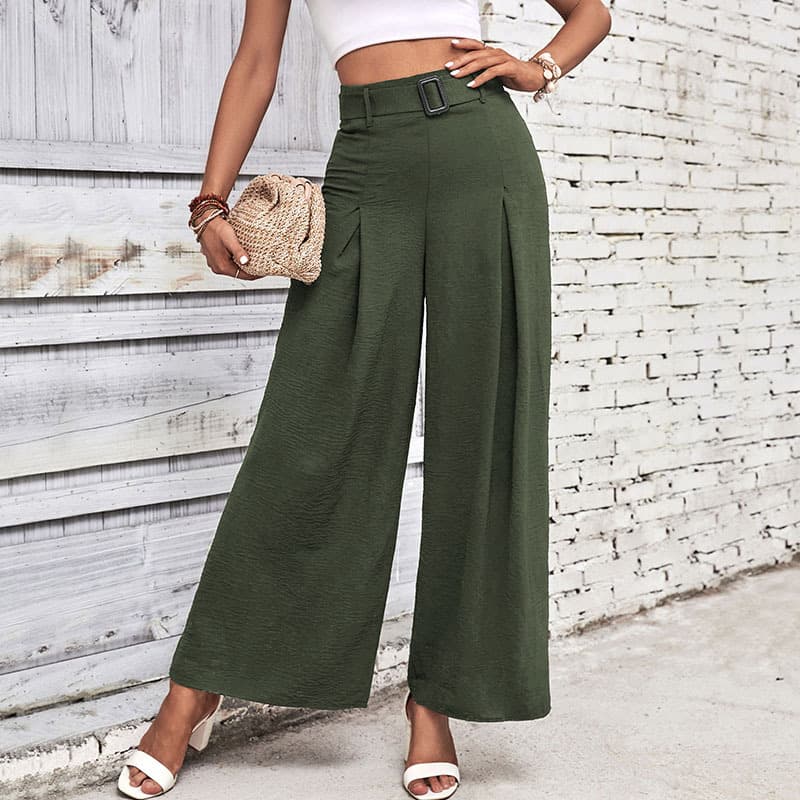 Pantalón de cintura alta y pierna ancha elegante