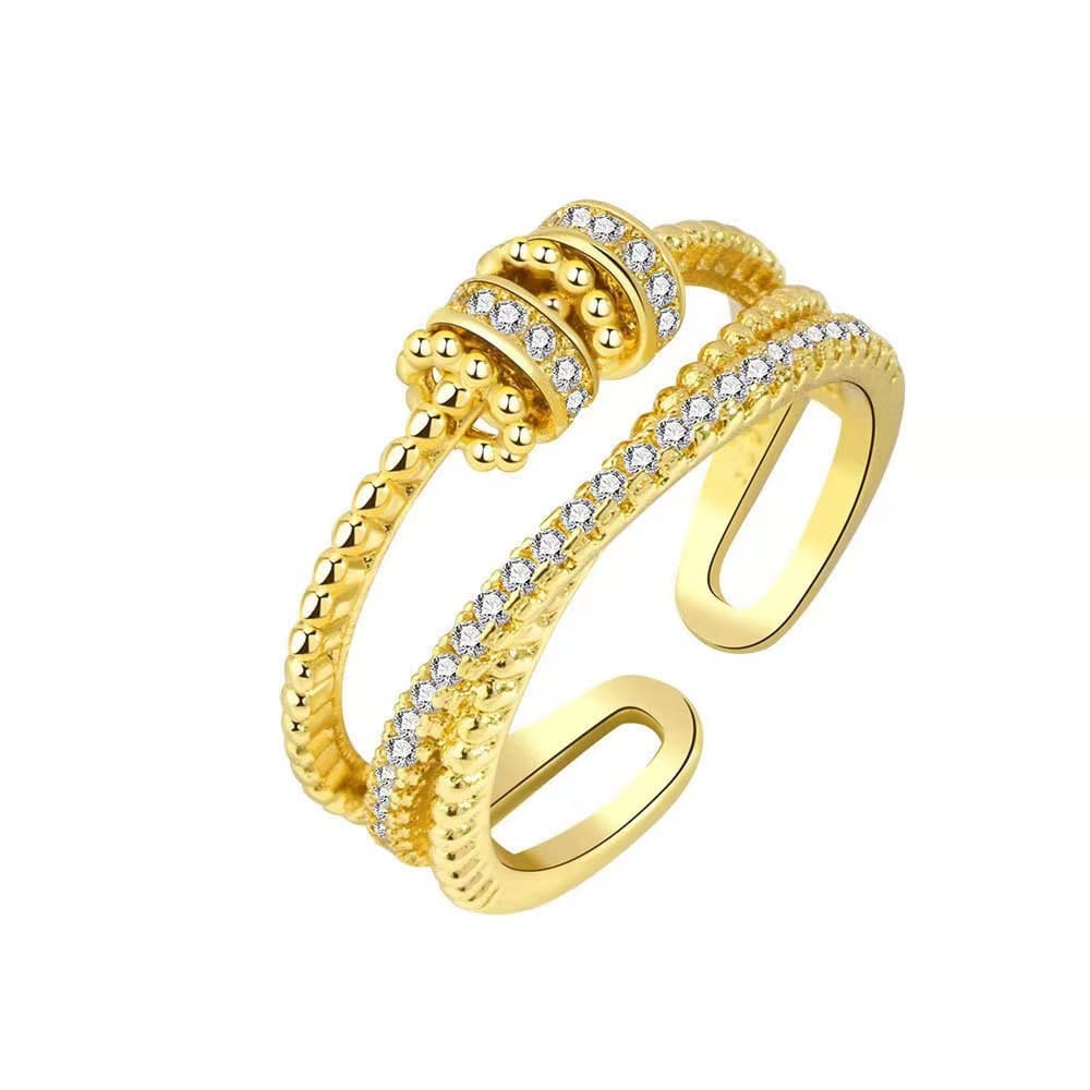 Anillo de cobre con baño de oro 18K y circonita