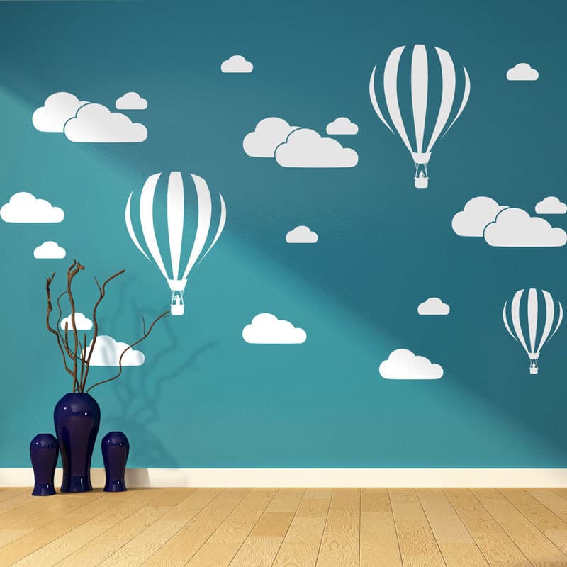 Adhesivos de pared globos y nubes