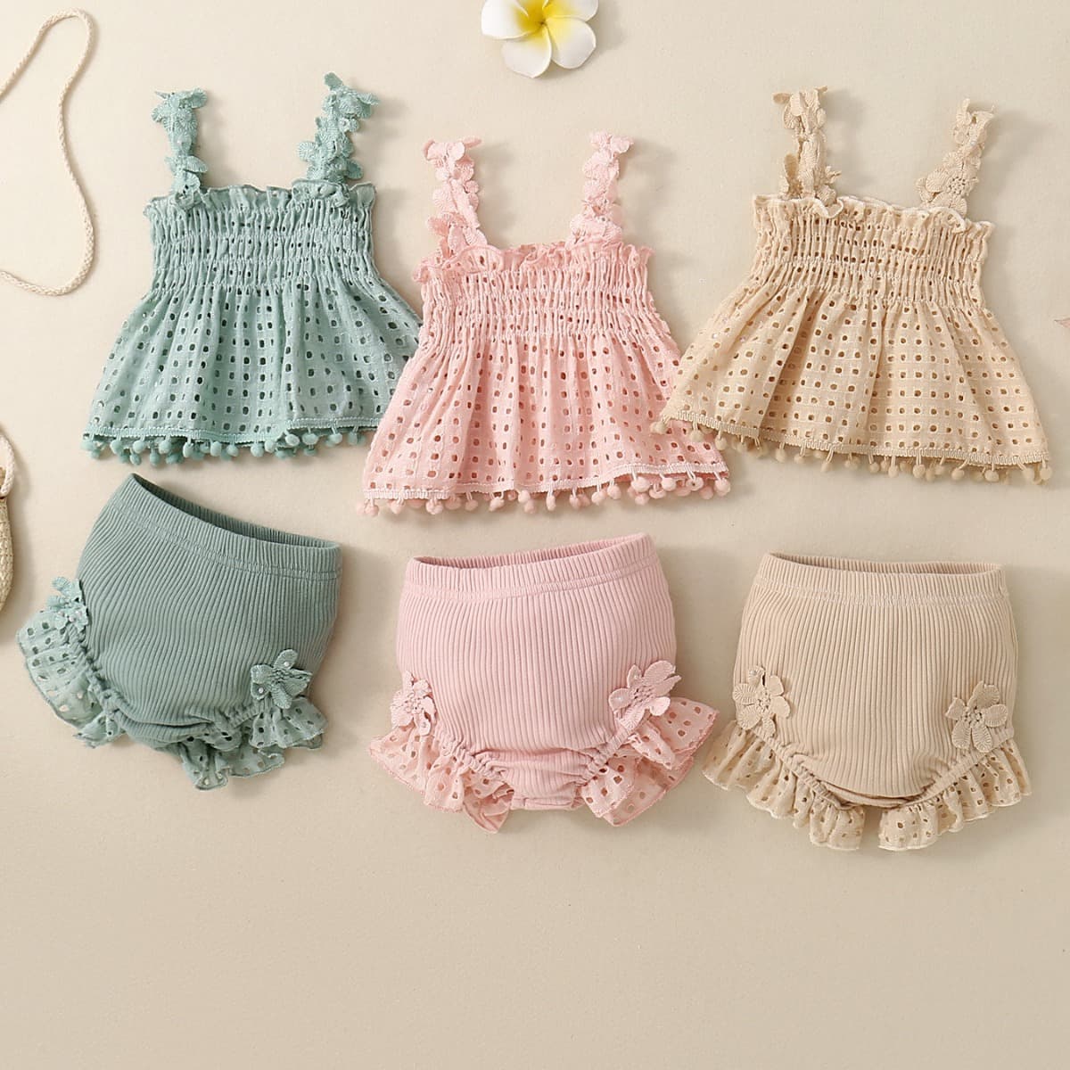 Conjunto de dos piezas para bebé niña en algodón