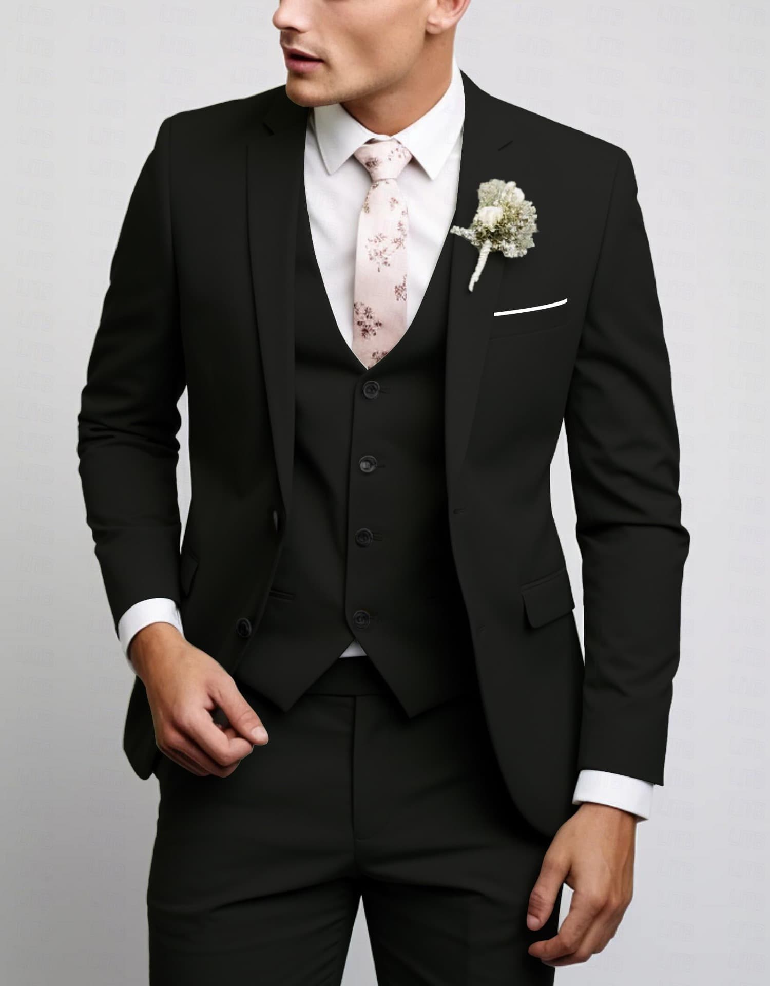 Traje formal de tres piezas con botones para hombre