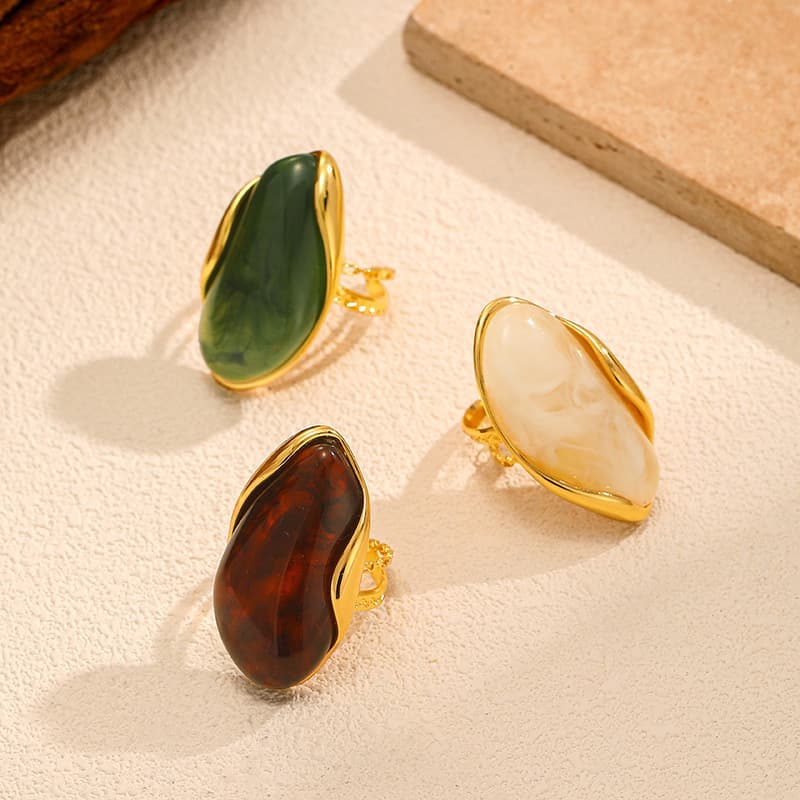 Anillo acero inoxidable ajustable para mujer, diseño minimalista