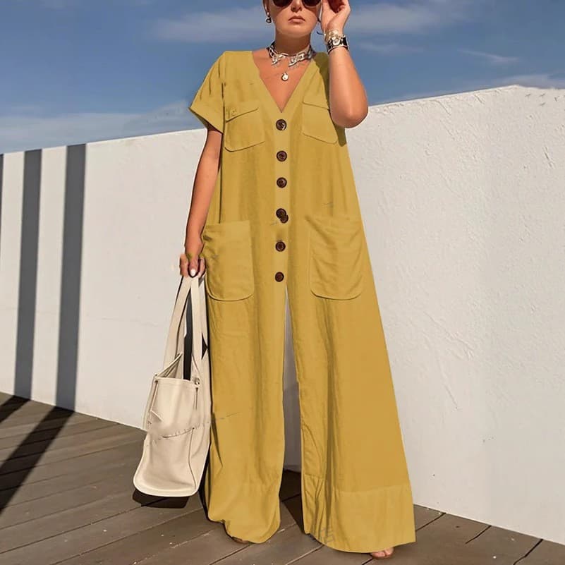 Mono elegante de color liso con bolsillos