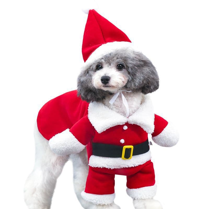 Disfraz navideño para mascotas, forro polar extensible