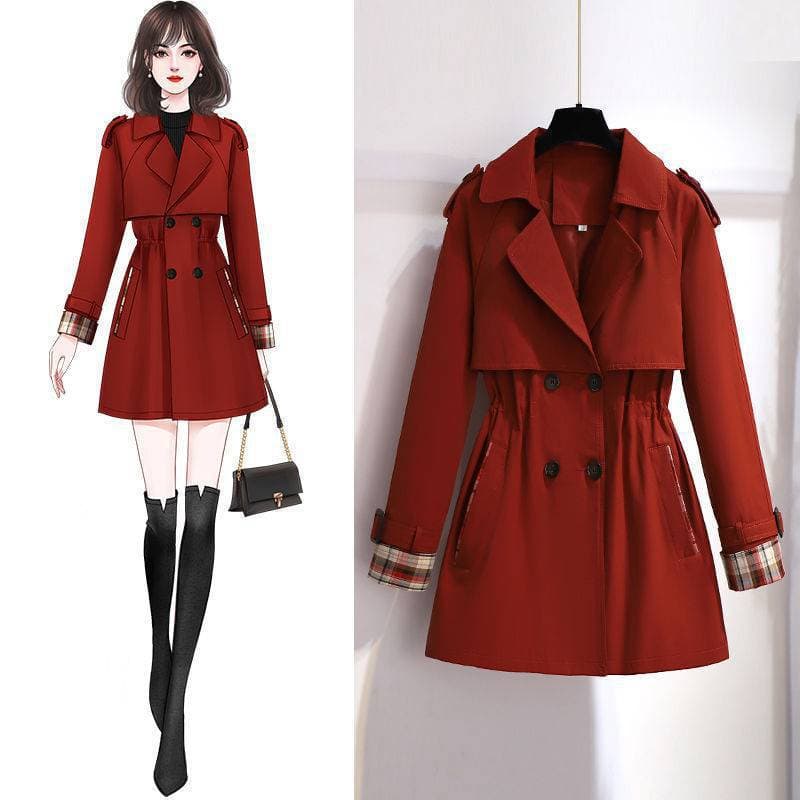 Abrigo trench corto con forro, estilo coreano