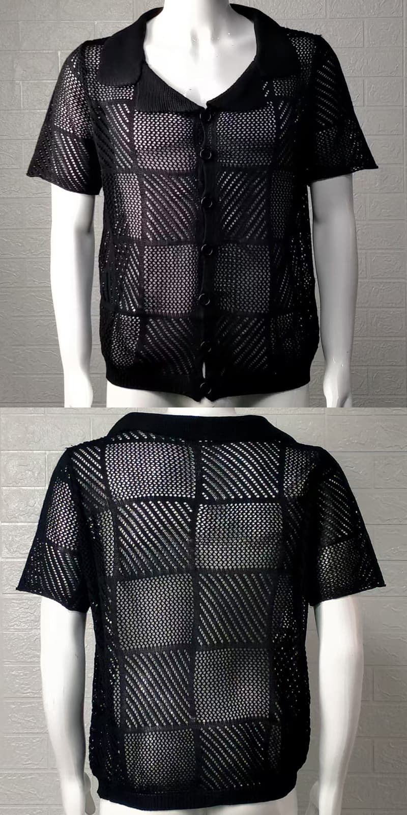 Cardigan delgado para hombre con cuello tipo polo