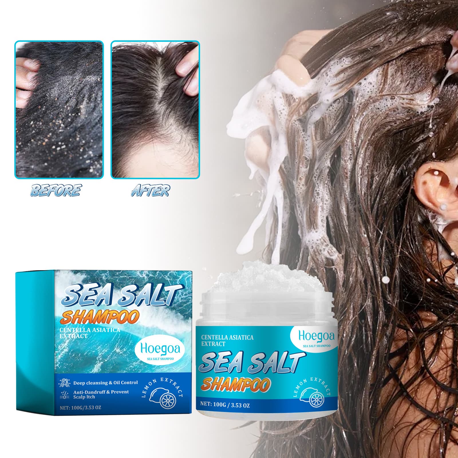 Shampoo anti-caspa con sal marina