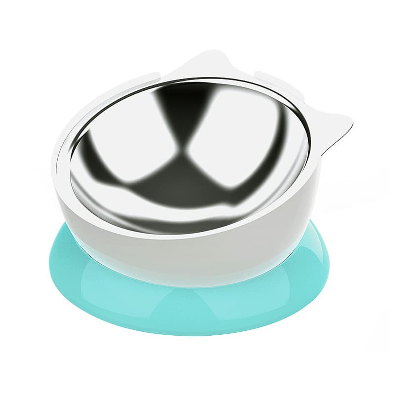 Comedero de acero inoxidable para gatos con diseño de orejas