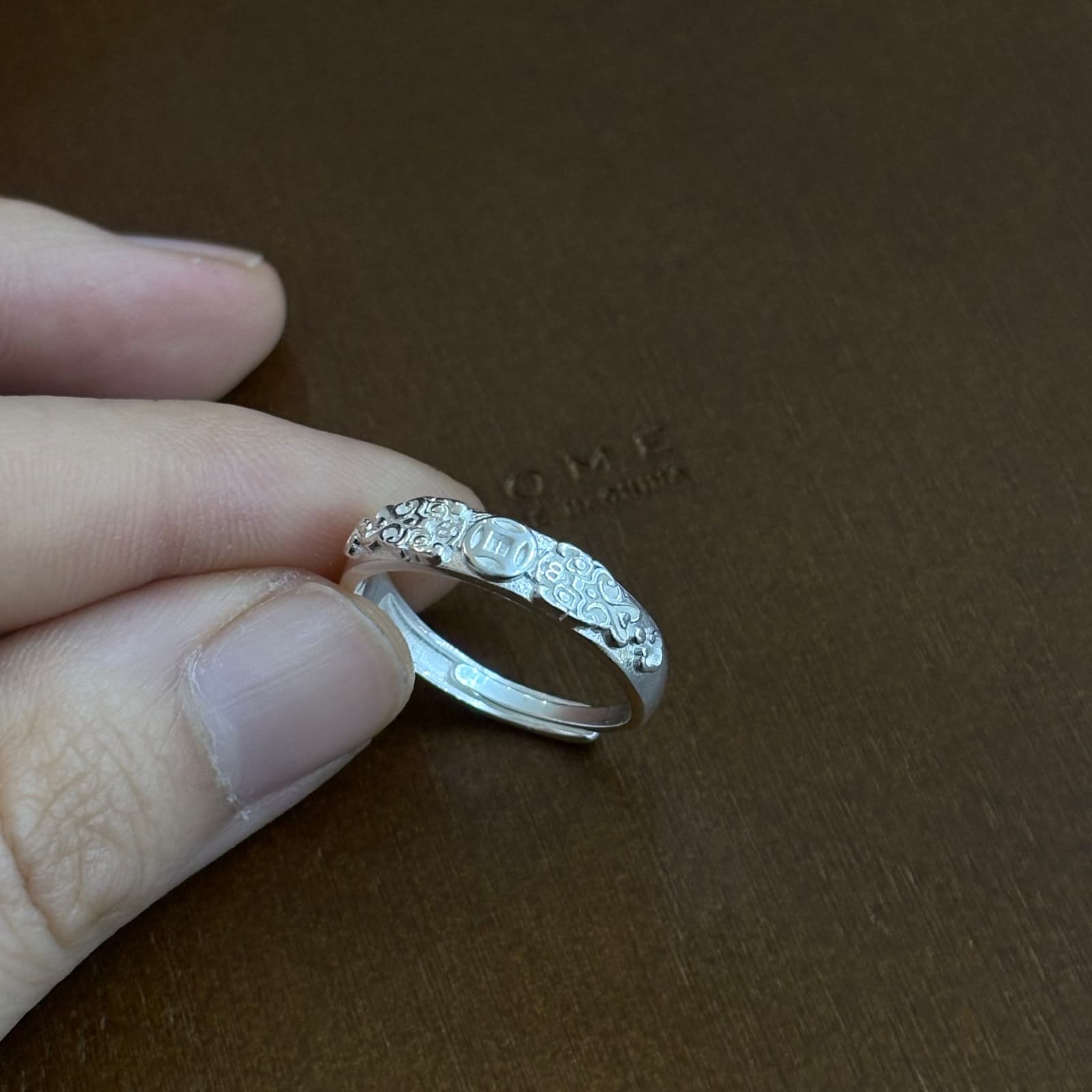 Anillo abierto Pixiu y moneda, estilo retro de la suerte