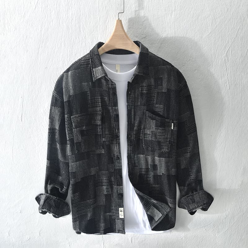 Camisa casual hombre suelta con patrón de cuadros