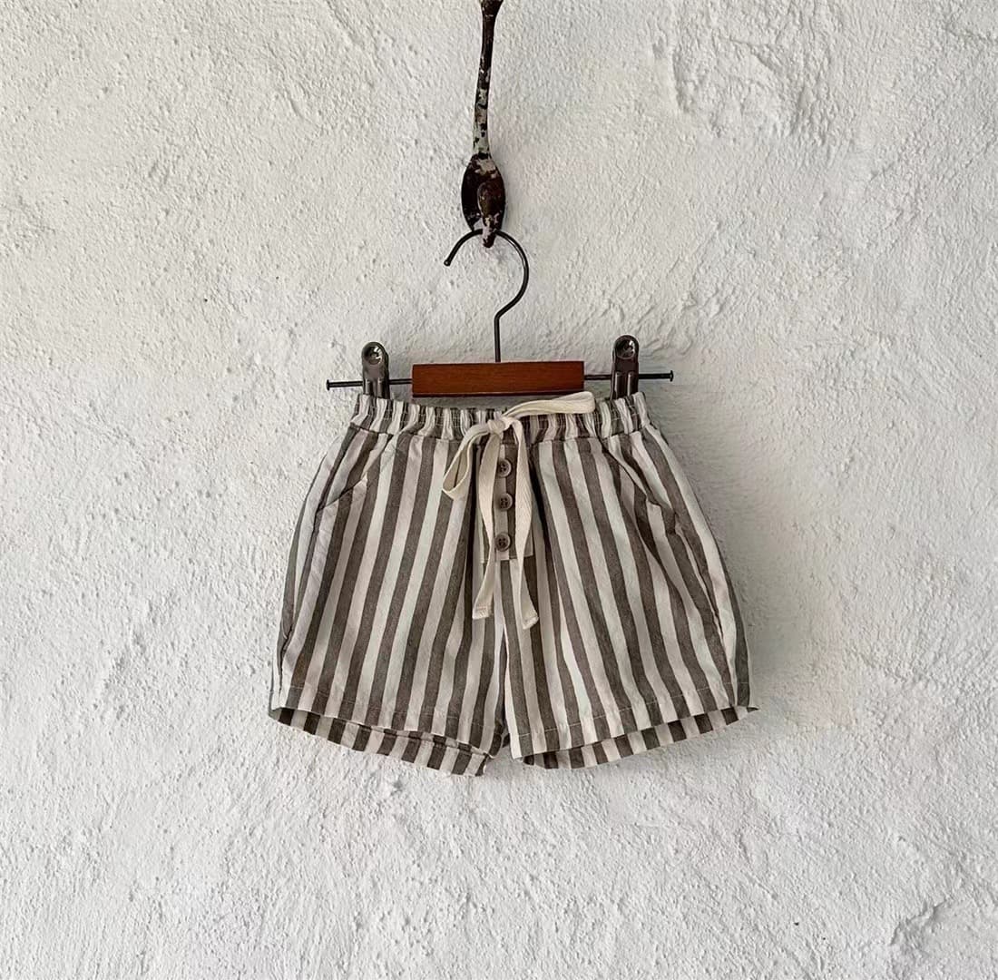 Shorts de algodón fino con rayas verticales y estilo casual coreano para bebé