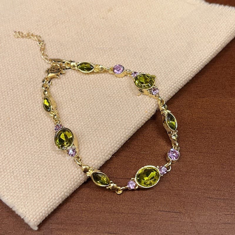 Pulsera de mujer verde con piedras de circón