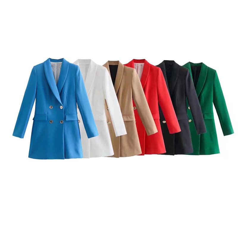 Blazer de doble botonadura manga larga para mujer