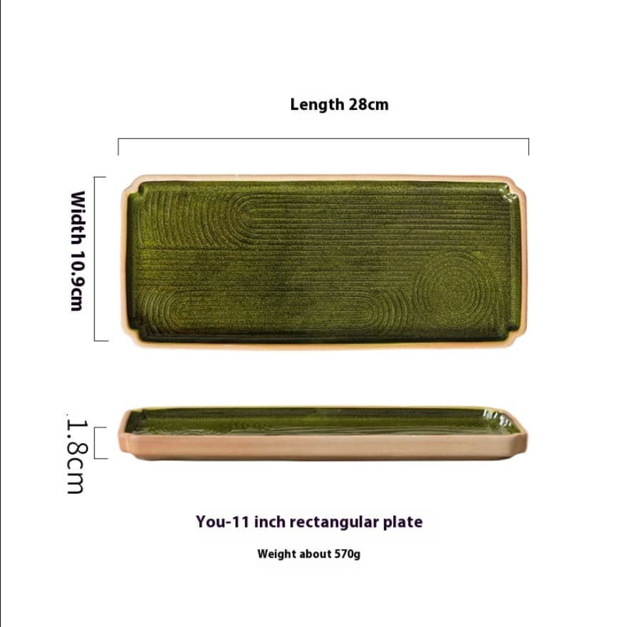 Plato rectangular de porcelana para sushi