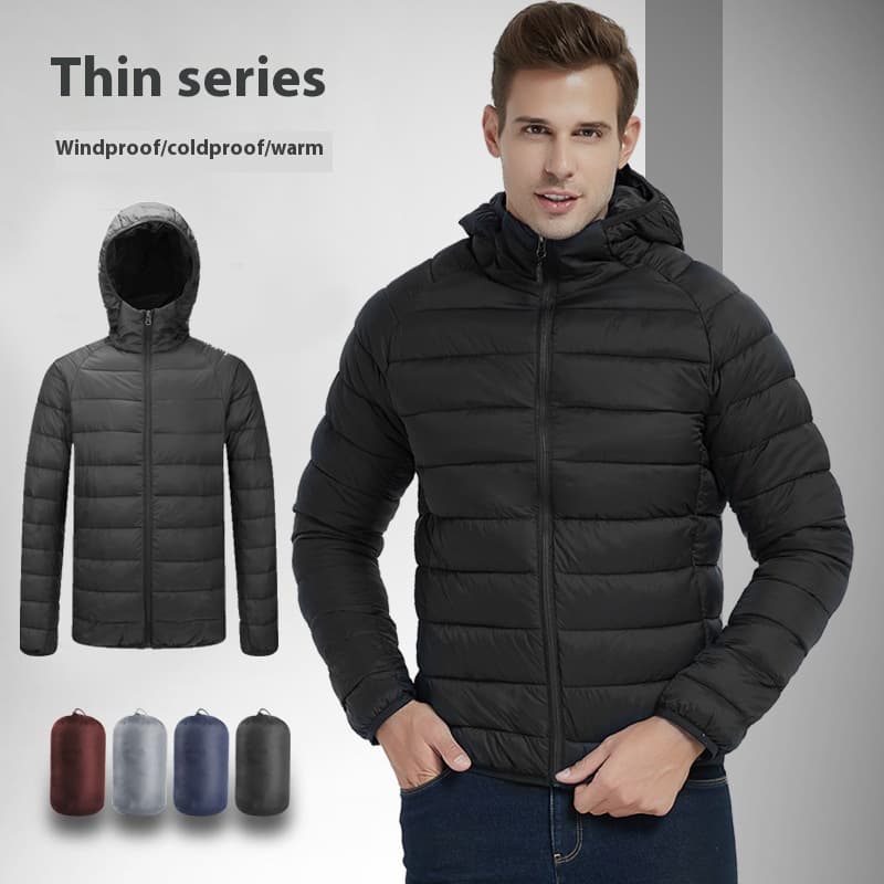 Abrigo ligero con capucha y cuello para hombre