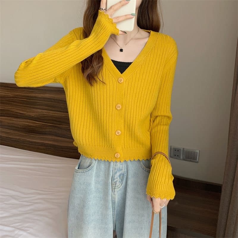 Cardigan tejido mujer escote V con rayas