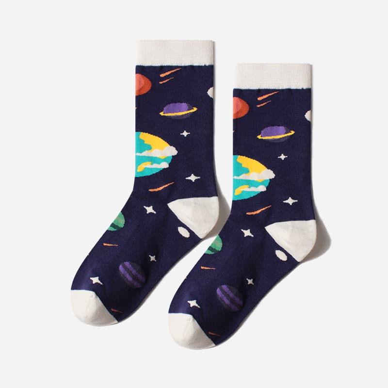 Calcetines de algodón serie espacio exterior con diseño jacquard