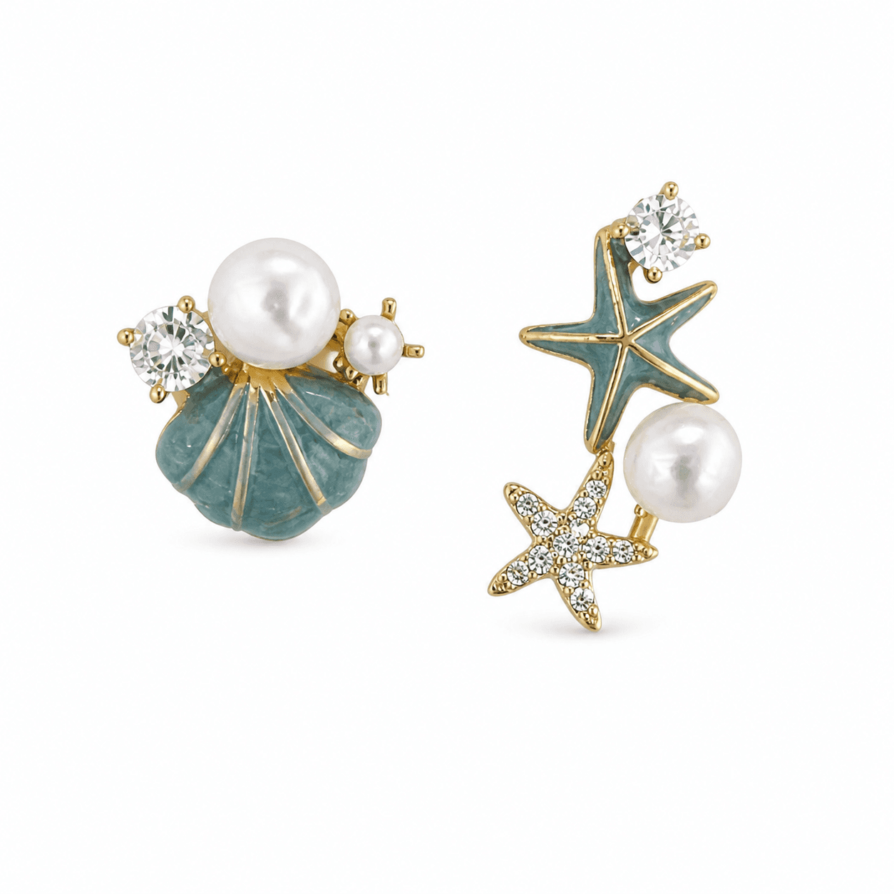 Aretes de perlas con diseño asimétrico
